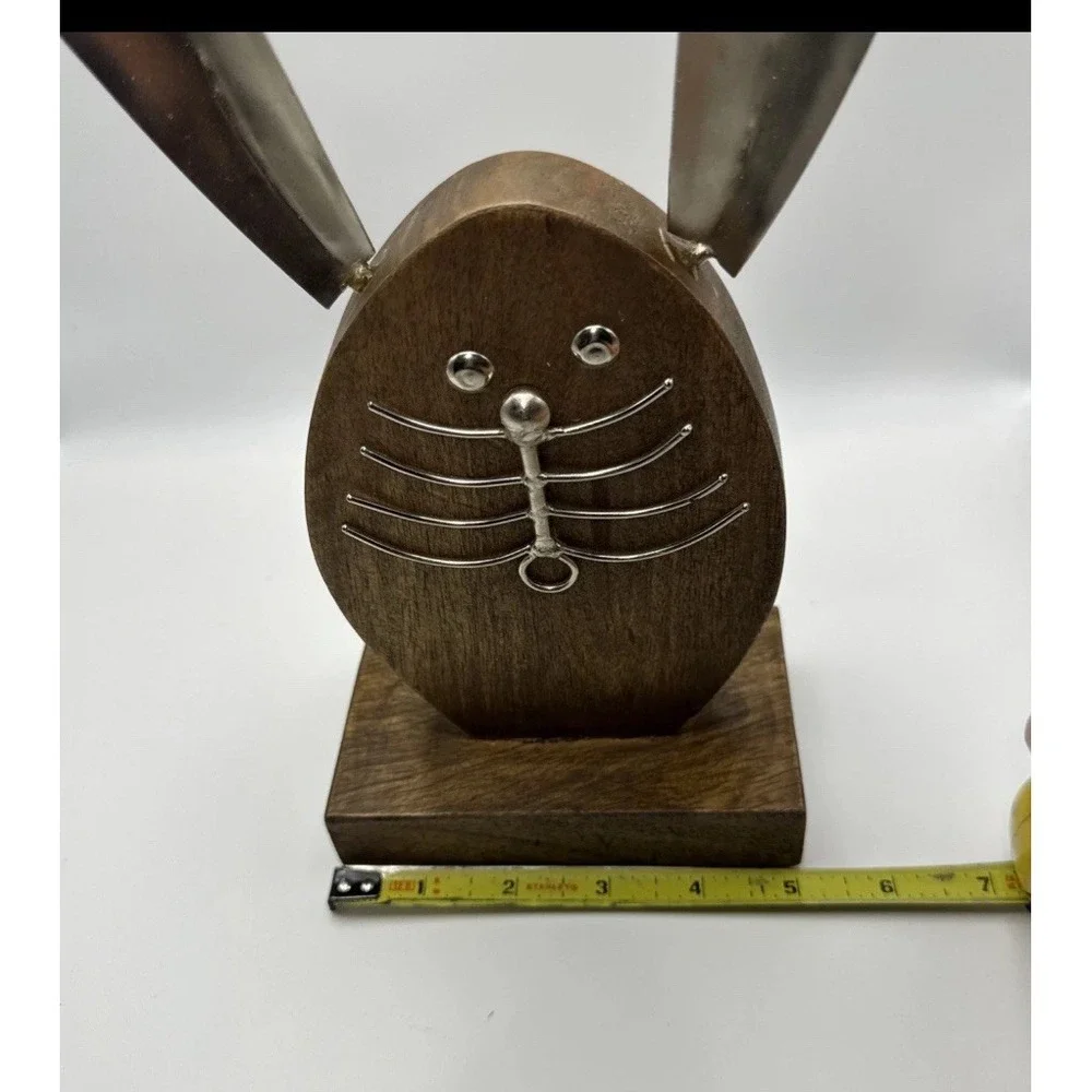 Wooden Bunny Animal Decor Silver Ears